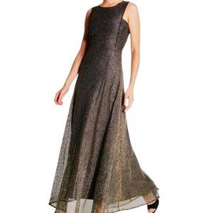 Gracia Black Gold Wave Honeycomb Textured Maxi Formal Dress Size Small NWT